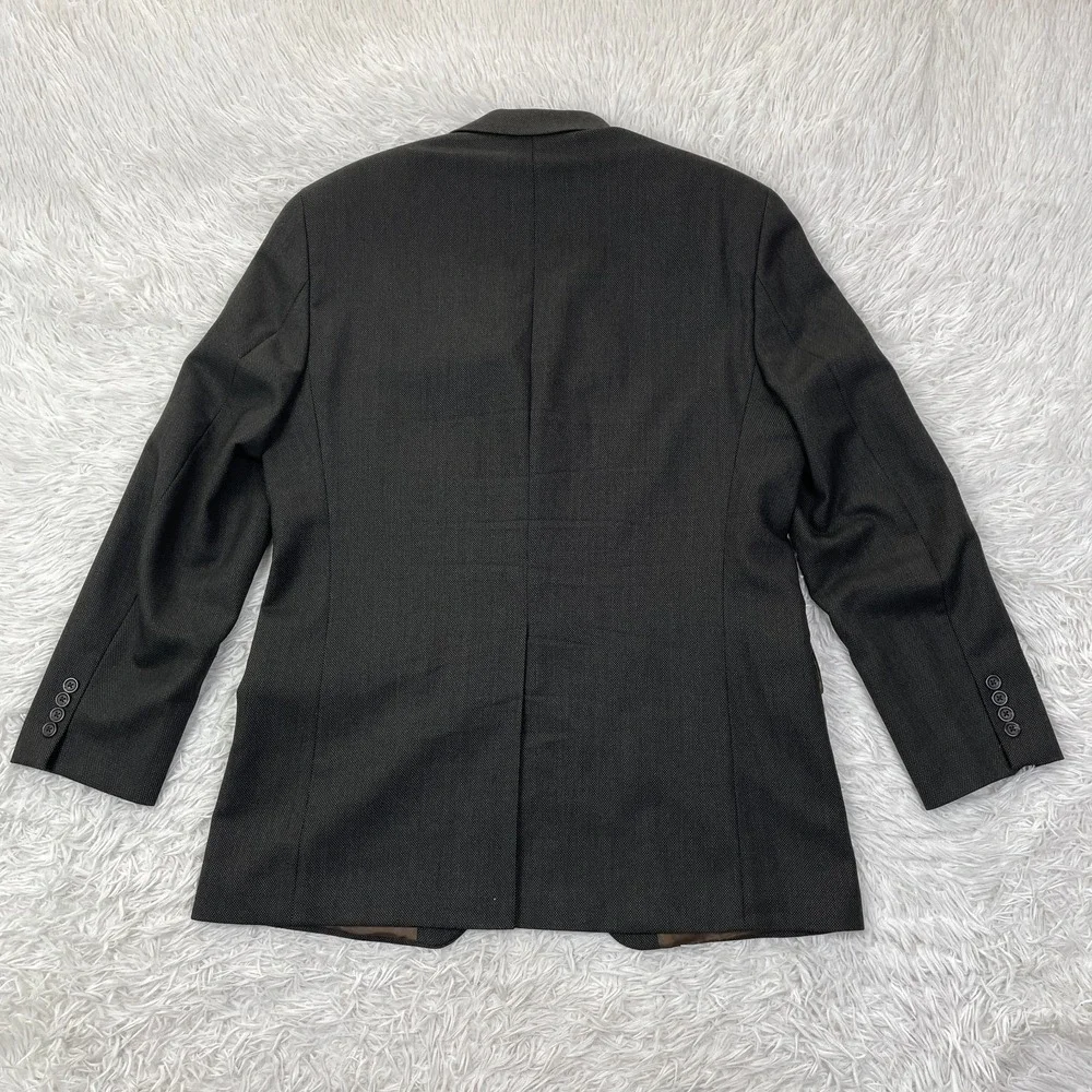 VTG Chaps Ralph Lauren Jacket Mens 42 Tall Brown Houndstooth Wool 3 Button‎ Coat